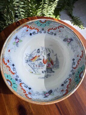 Rare Antique Petrus Regout Maastricht "Timor" Punch Bowl - Chinoiserie Bowl